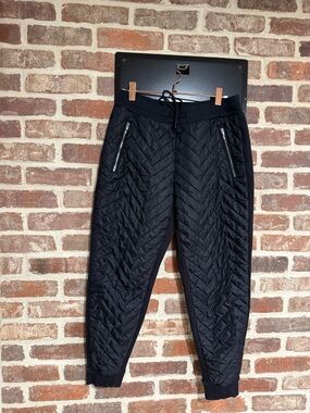 Athleta Black Quilted Joggers with Zip Pockets